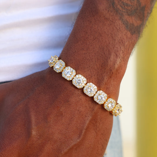 10mm Clustered Tennis Bracelet - Gold