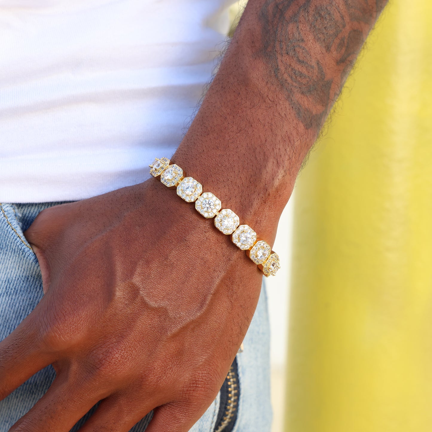 10mm Clustered Tennis Bracelet - Gold