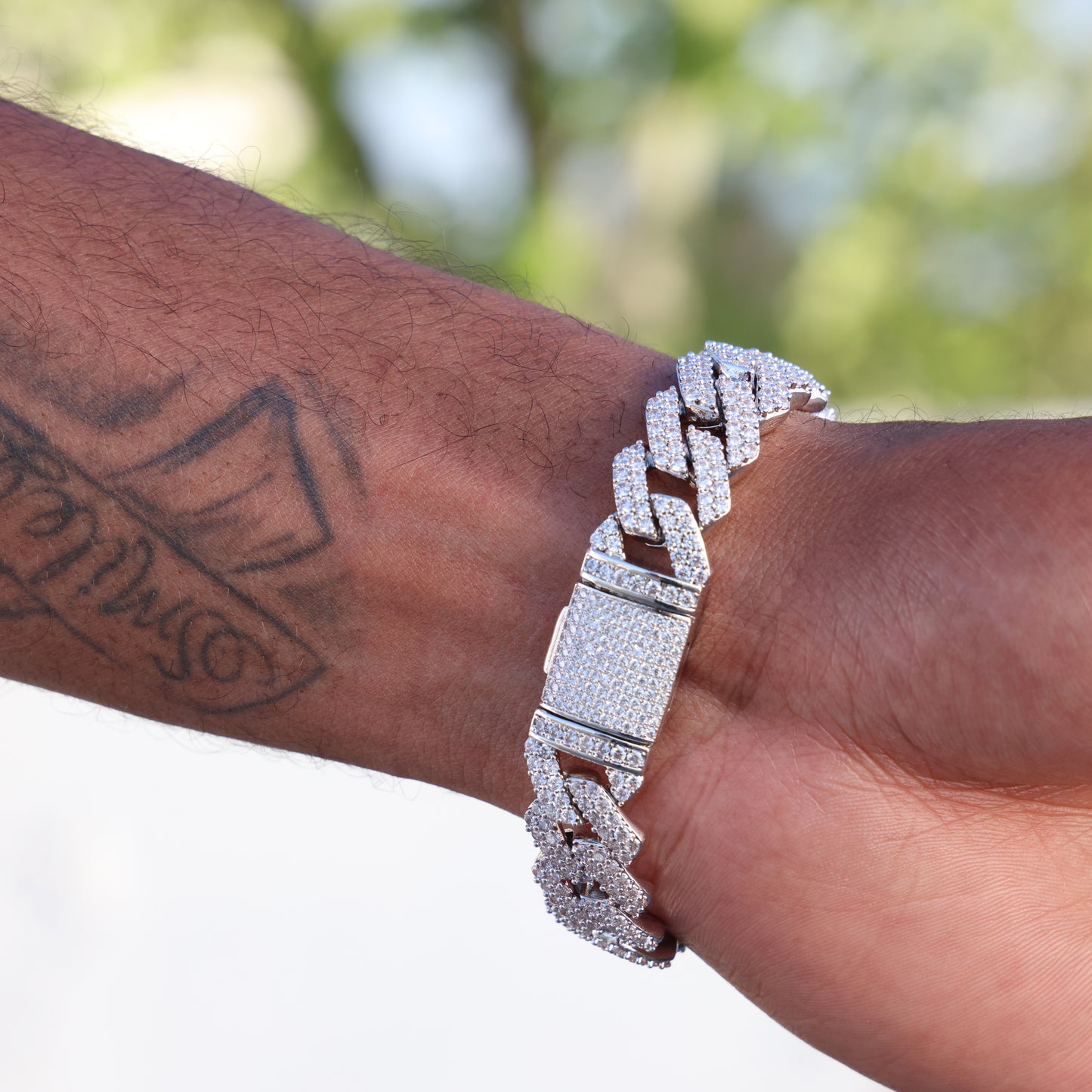 13mm Diamond Prong Link Bracelet - 925 Silver