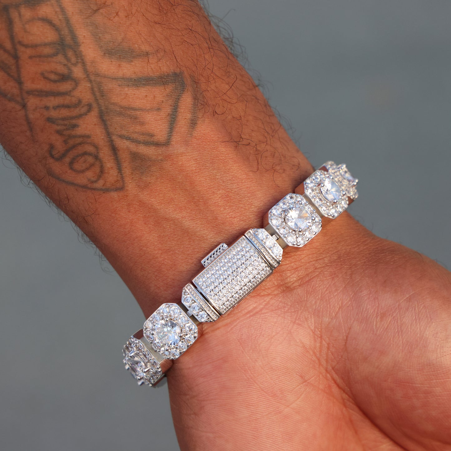 12mm Clustered Tennis Bracelet - White Gold