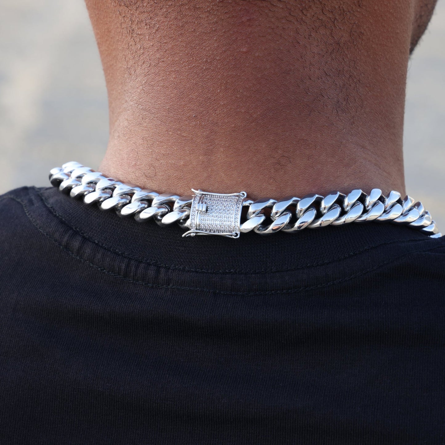 14mm Miami Cuban with the Iced Out Clasp Chain - Premium 316L Stainless