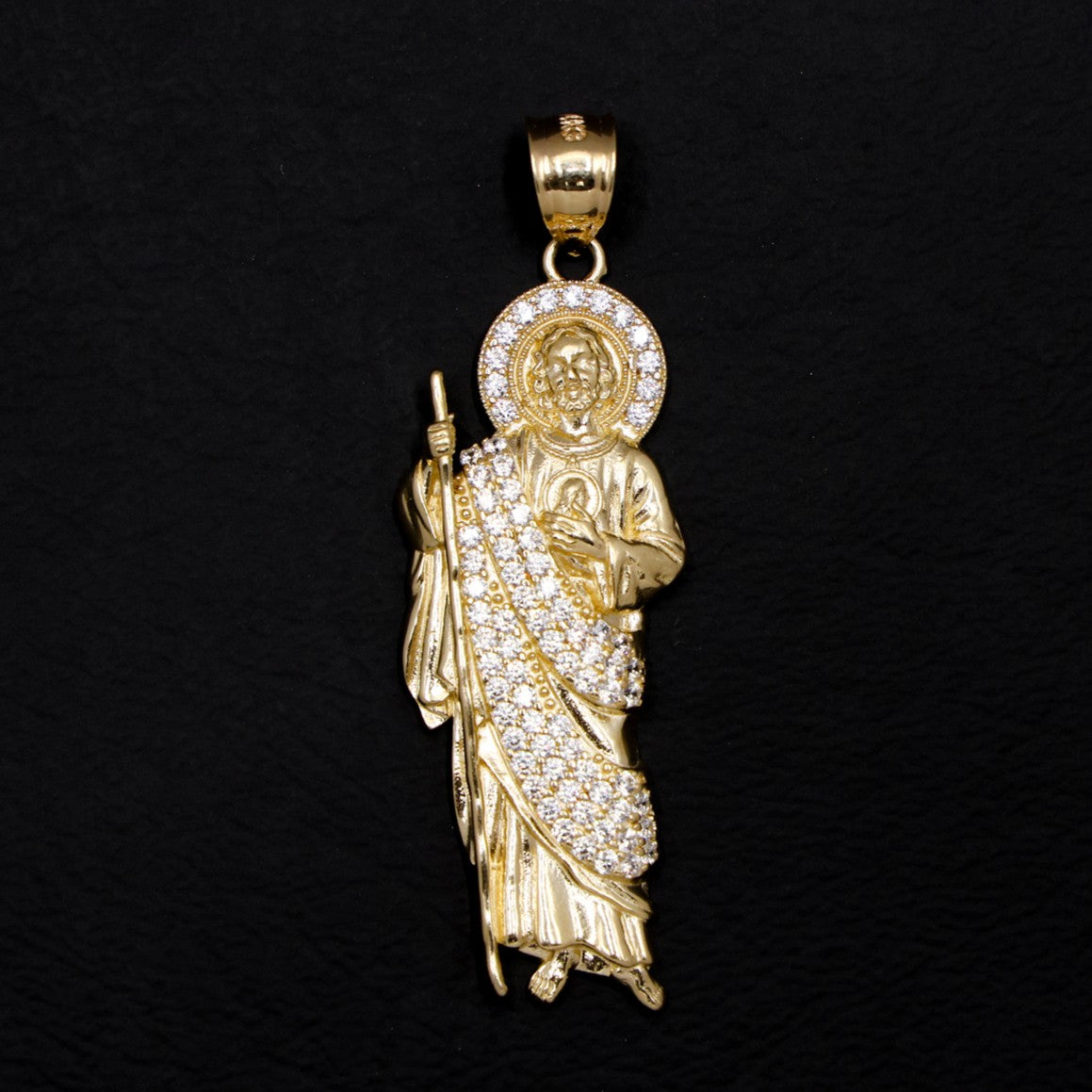 Iced San Judas Pendant - 14k Gold