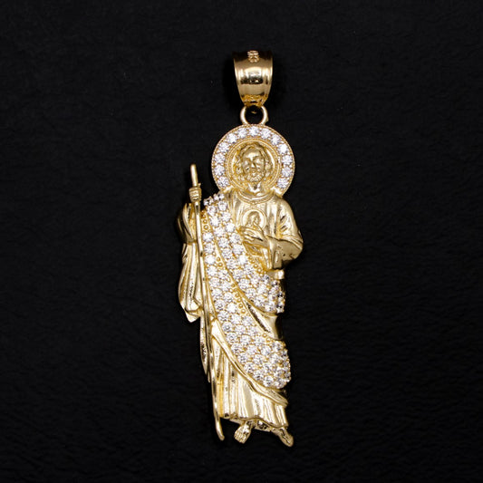Iced San Judas Pendant - 14k Gold