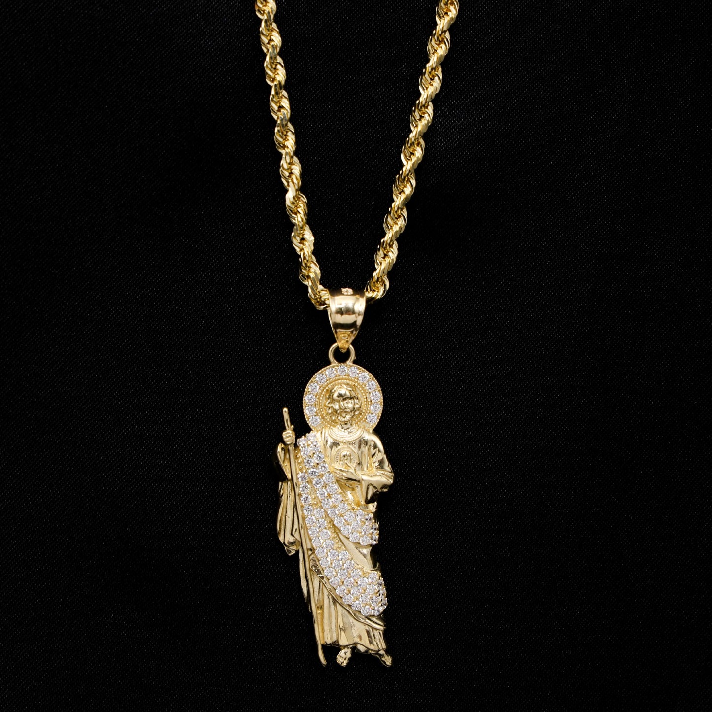 Iced San Judas Pendant - 14k Gold