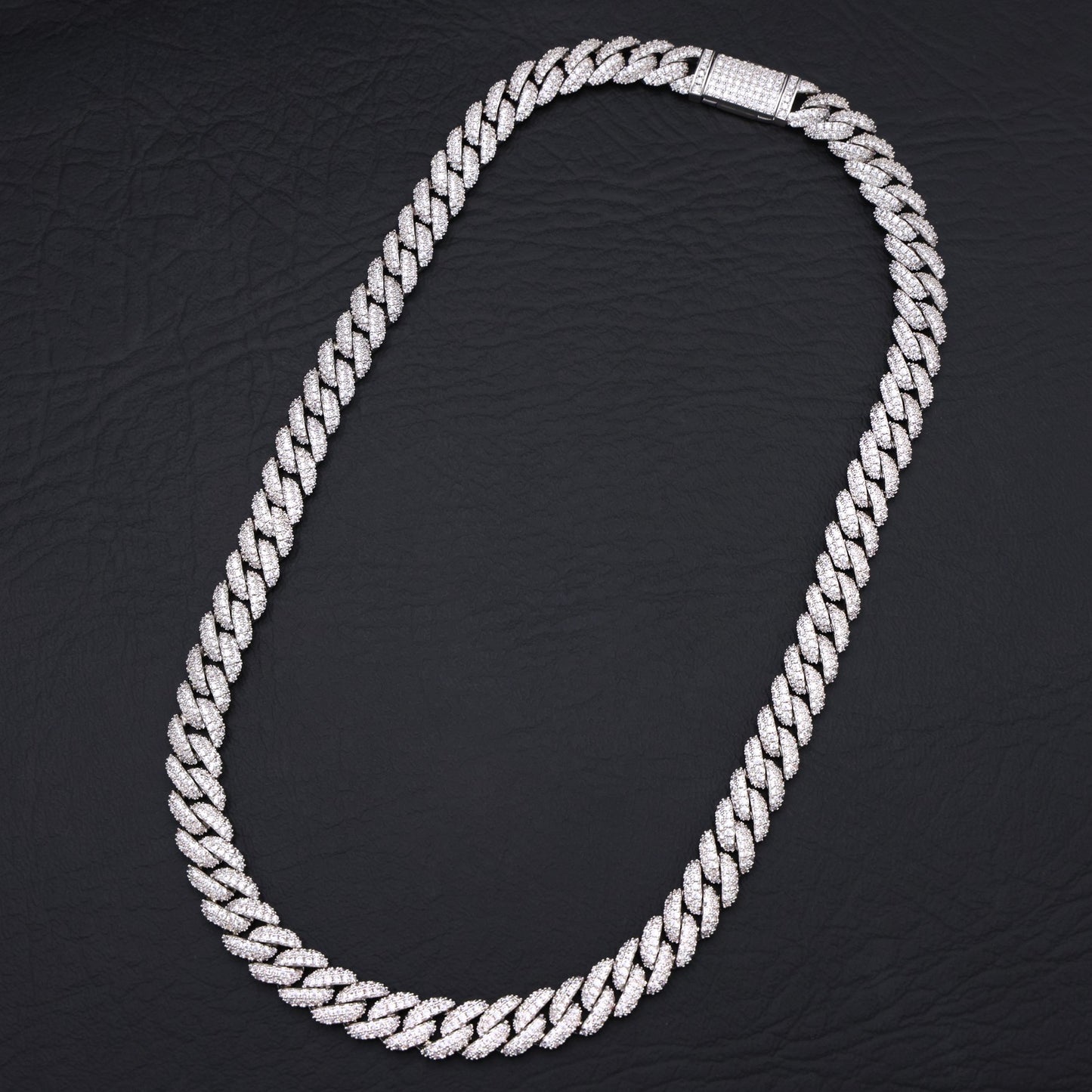 10mm Iced Out Cuban Chain - White Gold
