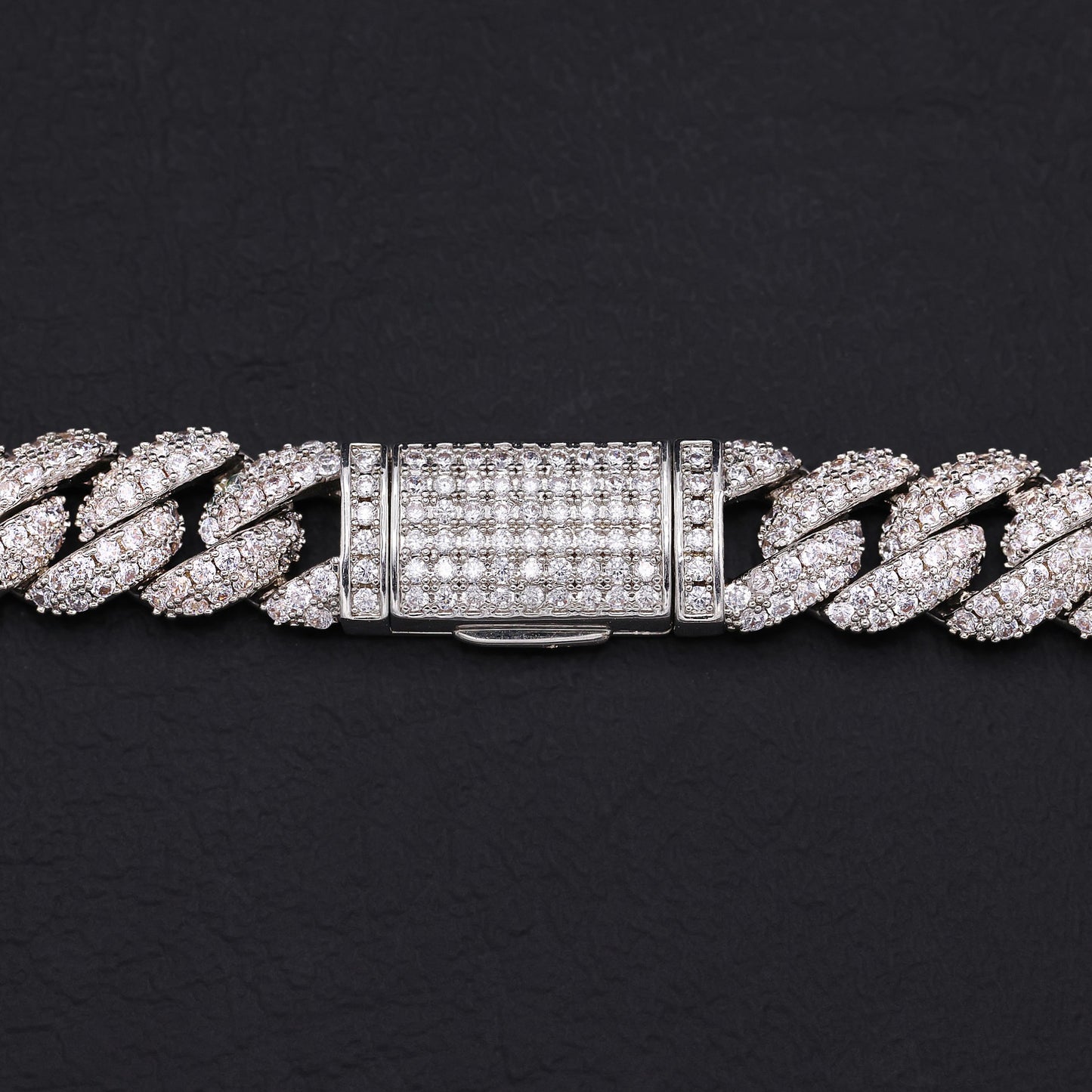 10mm Iced Out Cuban Chain - White Gold