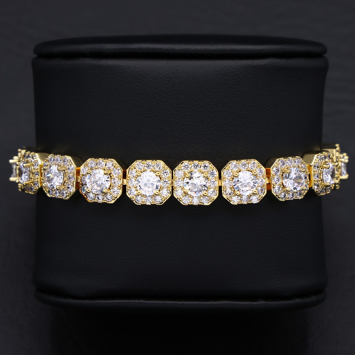 10mm Clustered Tennis Bracelet - Gold