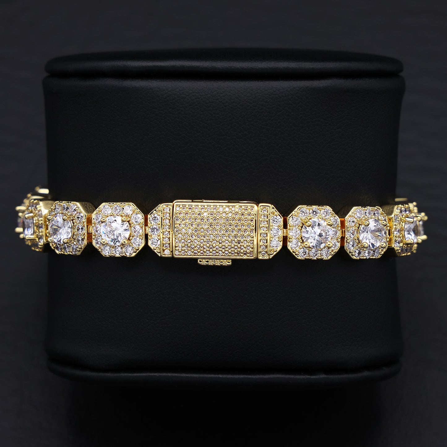 10mm Clustered Tennis Bracelet - Gold