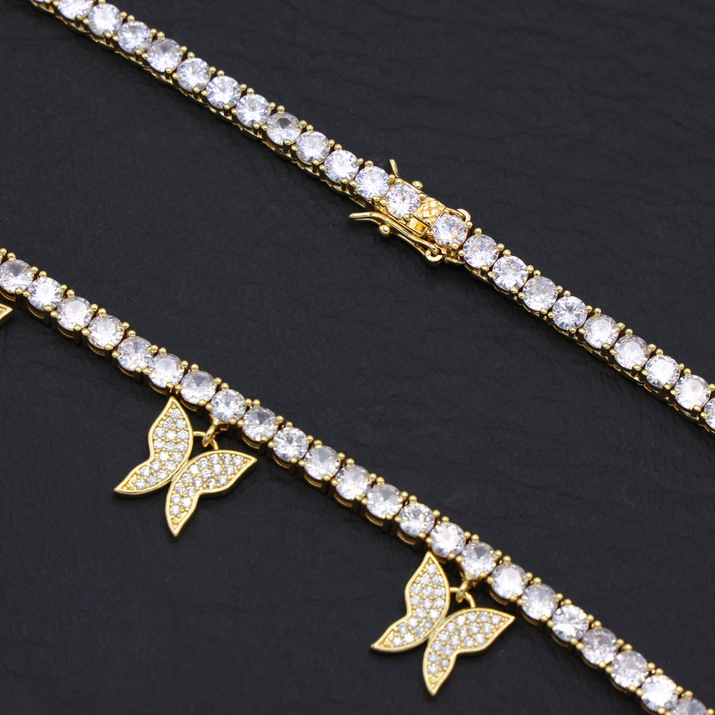 Butterfly Tennis Necklace - Gold