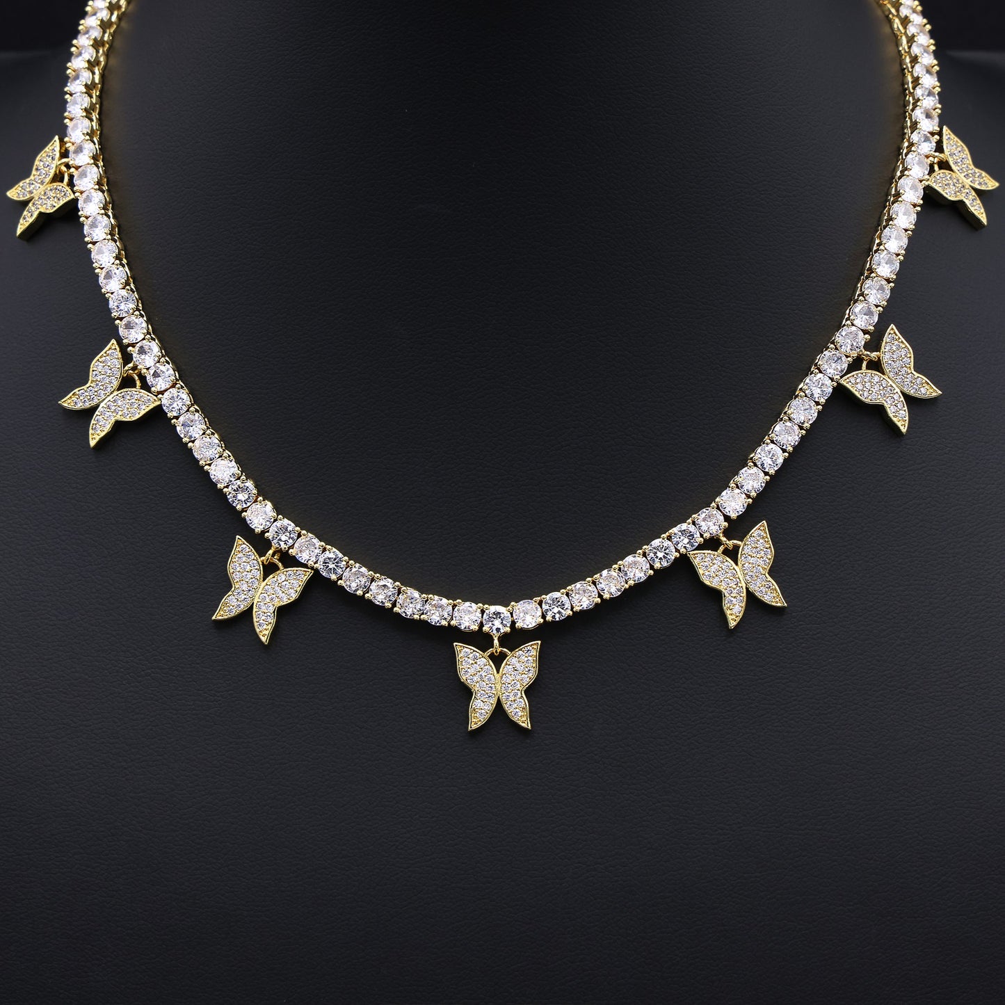 Butterfly Tennis Necklace - Gold