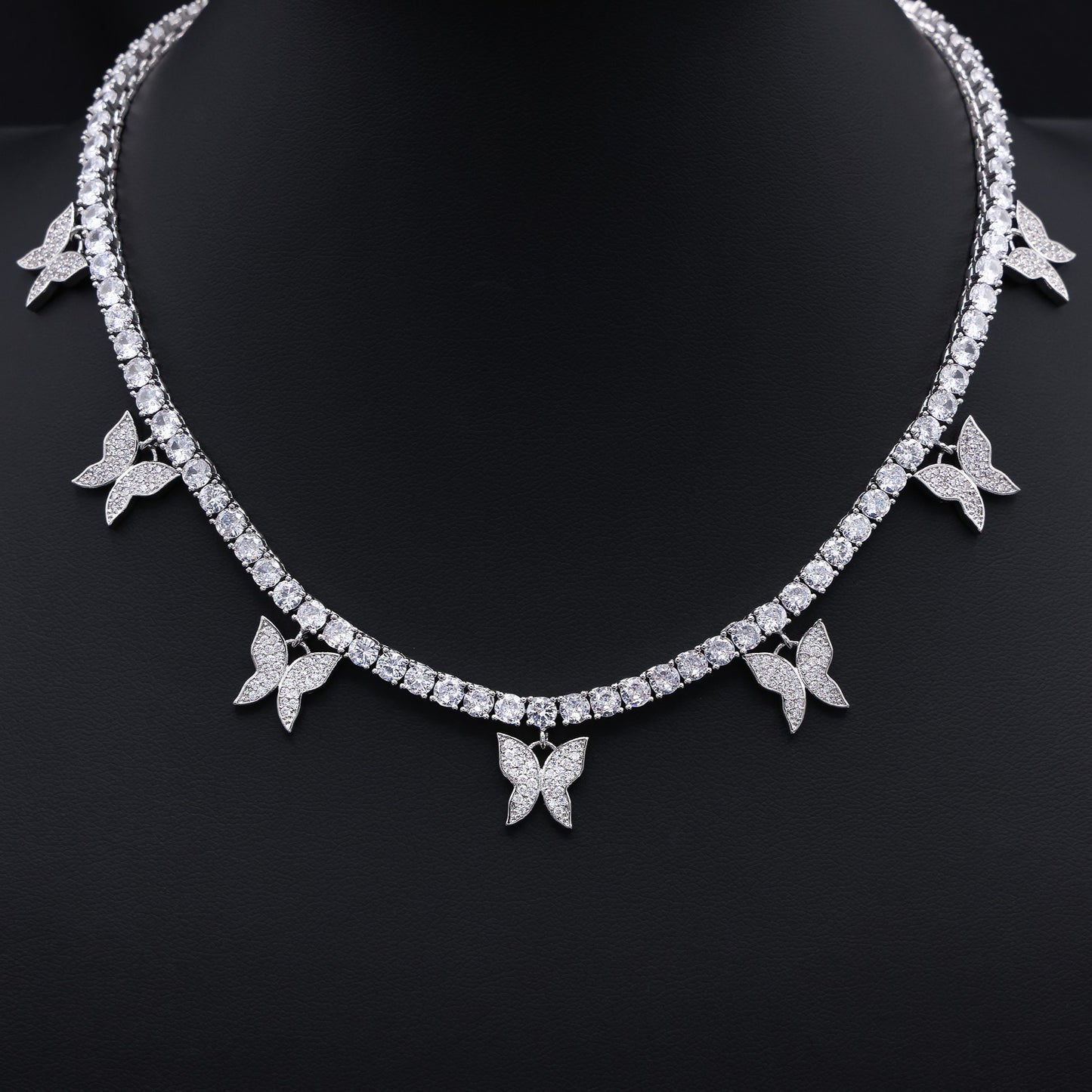 Butterfly Tennis Necklace - White Gold