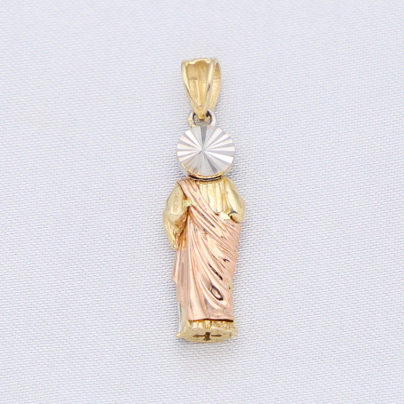 Small 3D San Judas 3 - Tone Pendant - 14k Gold