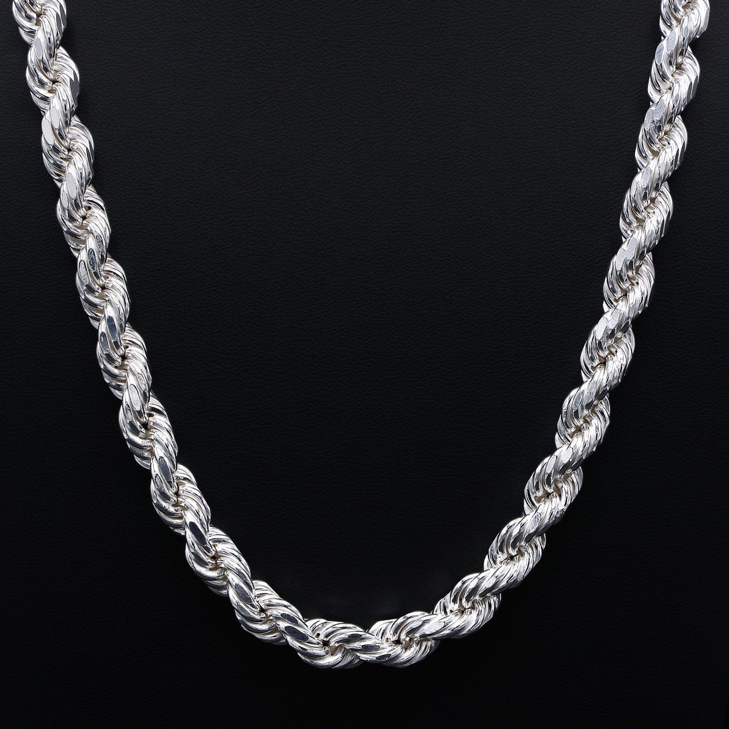 10mm Solid Diamond Cut Rope Chain - 925 Silver