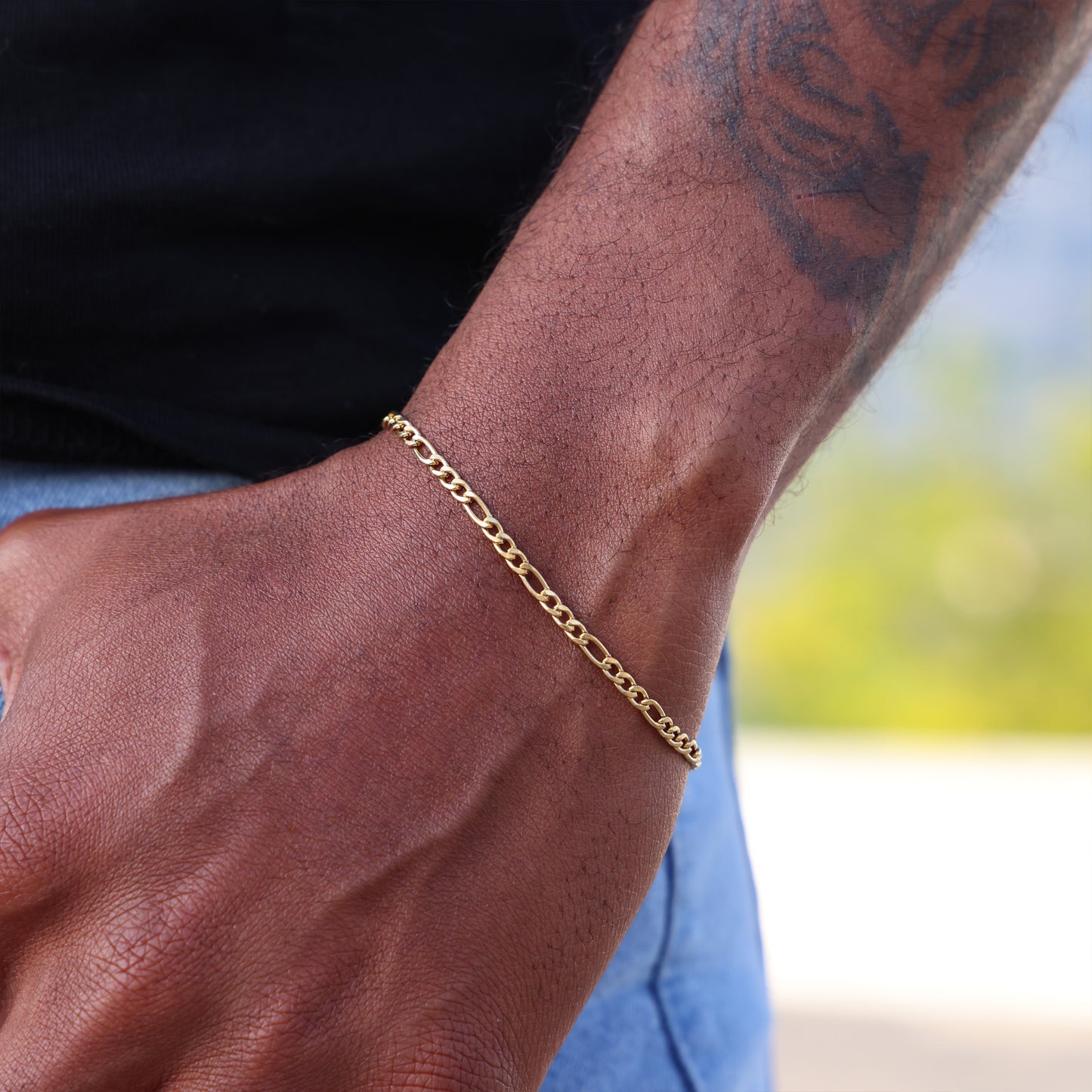 3mm Figaro Bracelet - Gold