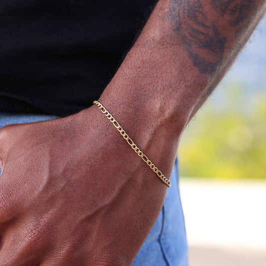 3mm Figaro Bracelet - Gold