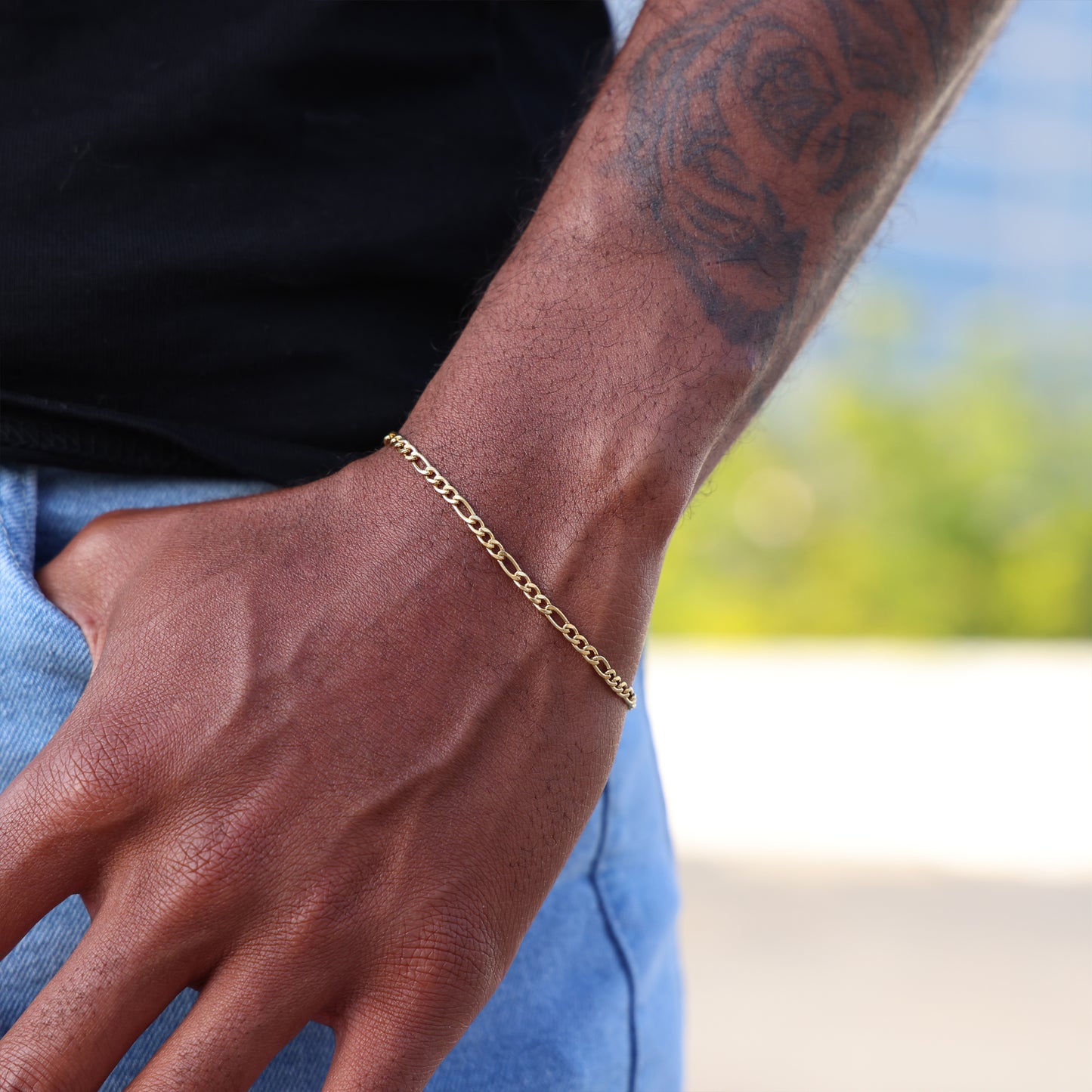 3mm Figaro Bracelet - Gold