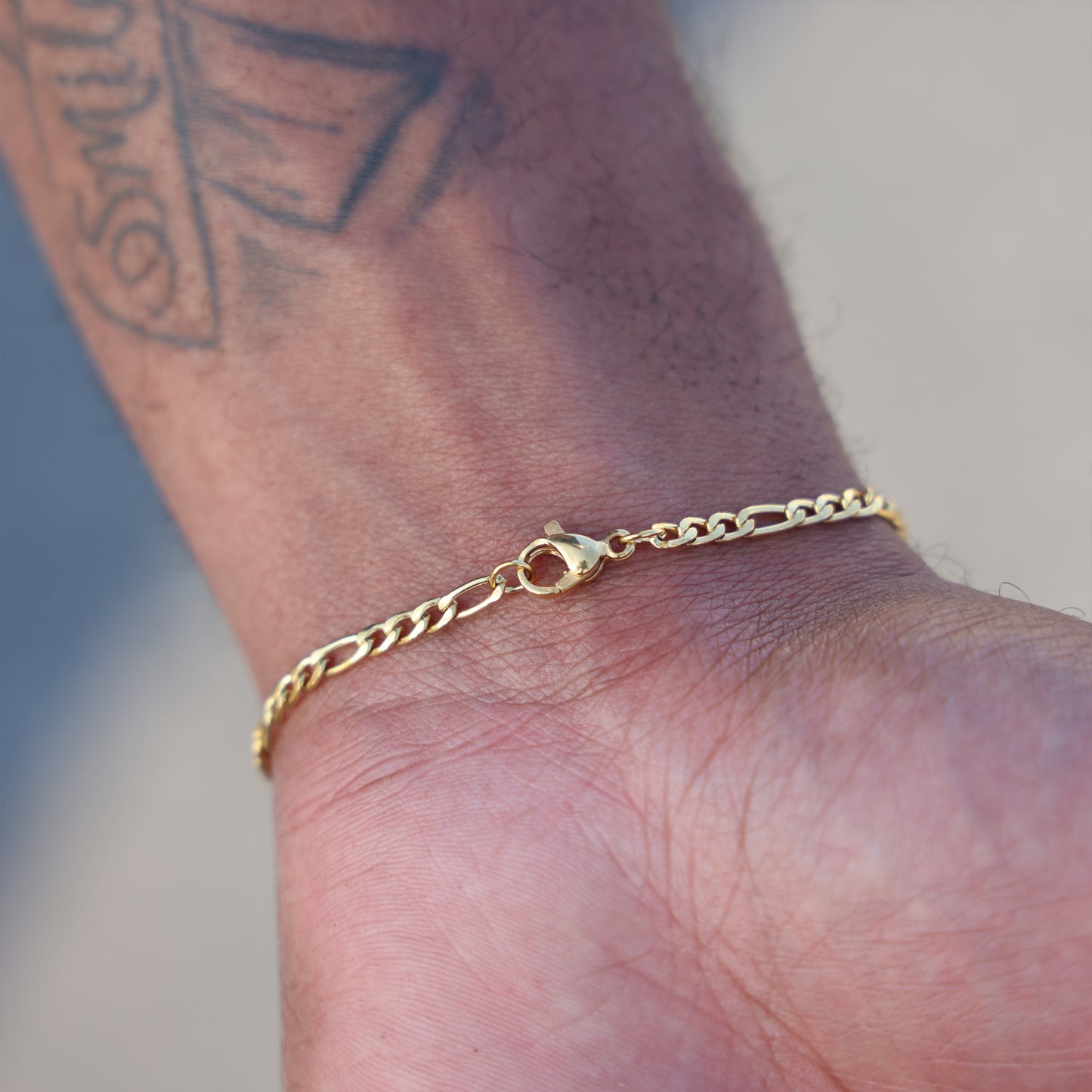 3mm Figaro Bracelet - Gold