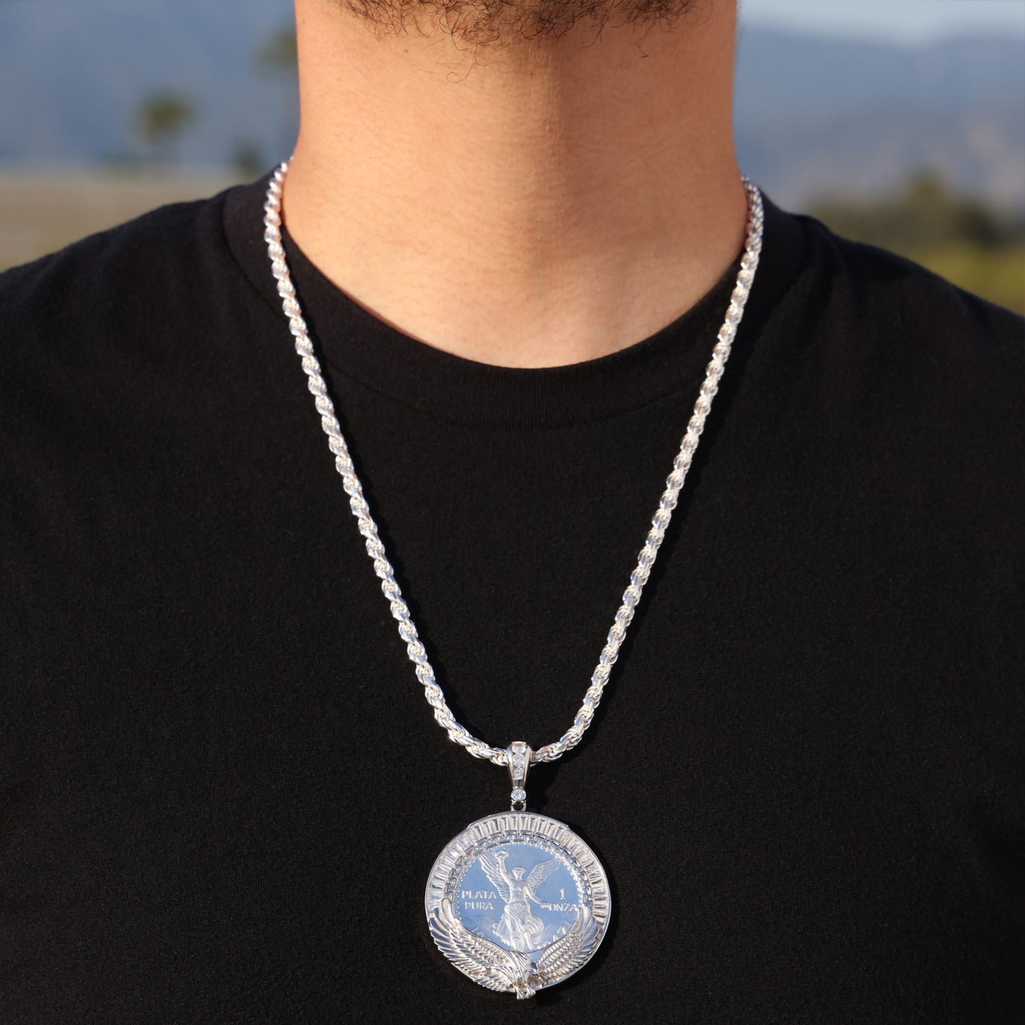 Baguette Eagle Centenario Pendant - 925 Silver