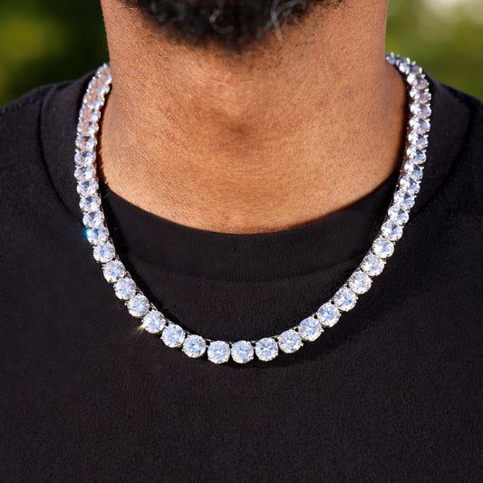 8mm Tennis Chain - White Gold