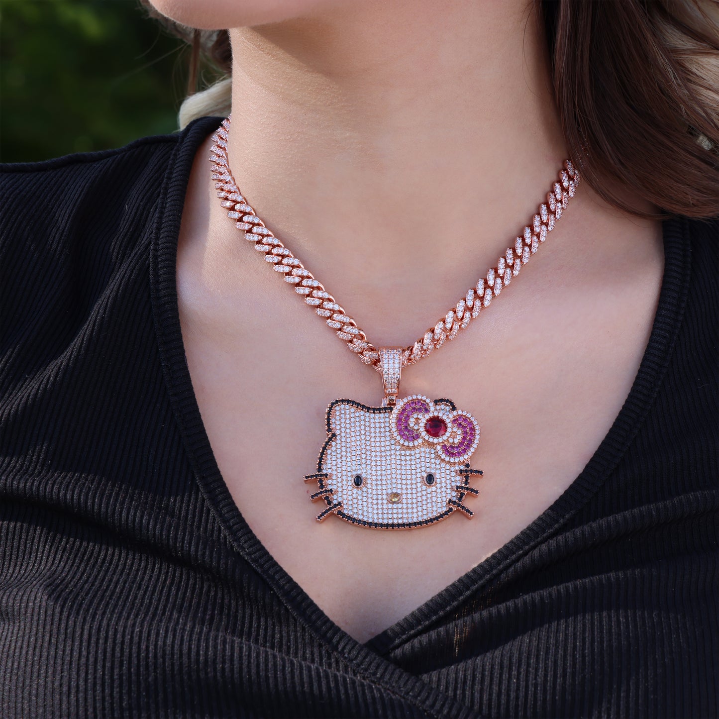 Icy Kitty Pendant - Rose Gold
