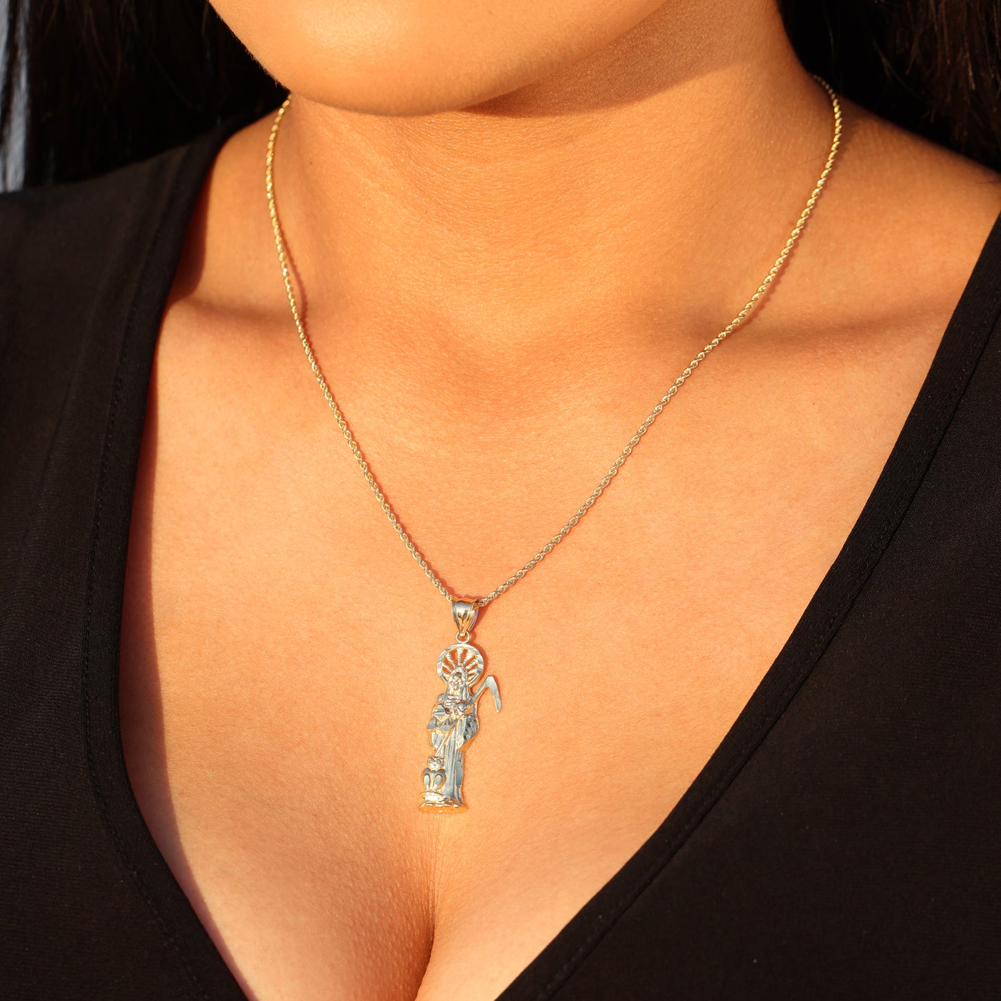 Santa Muerte Pendant - 10k Gold