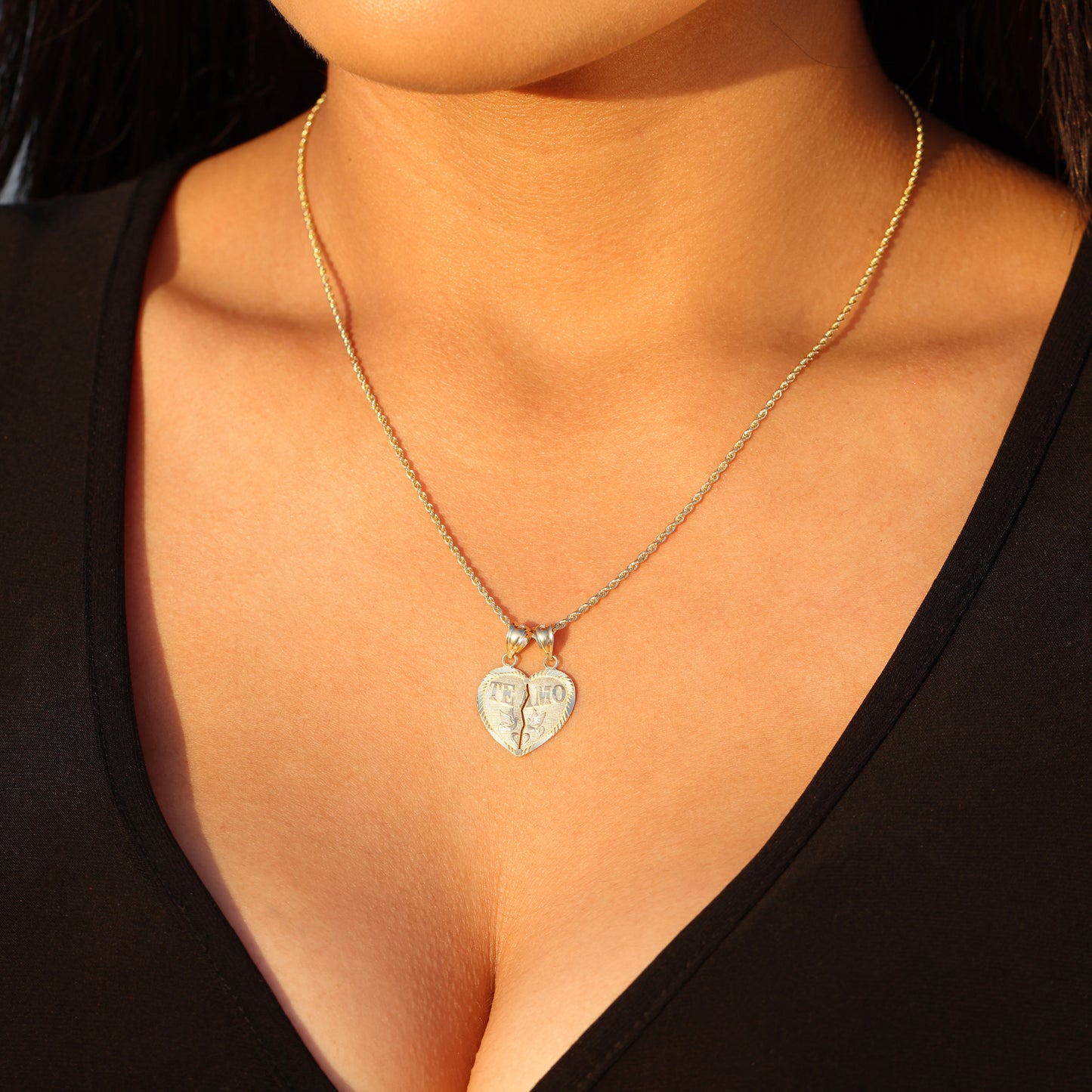 Te Amo Heart Split Pendant - 10k Gold