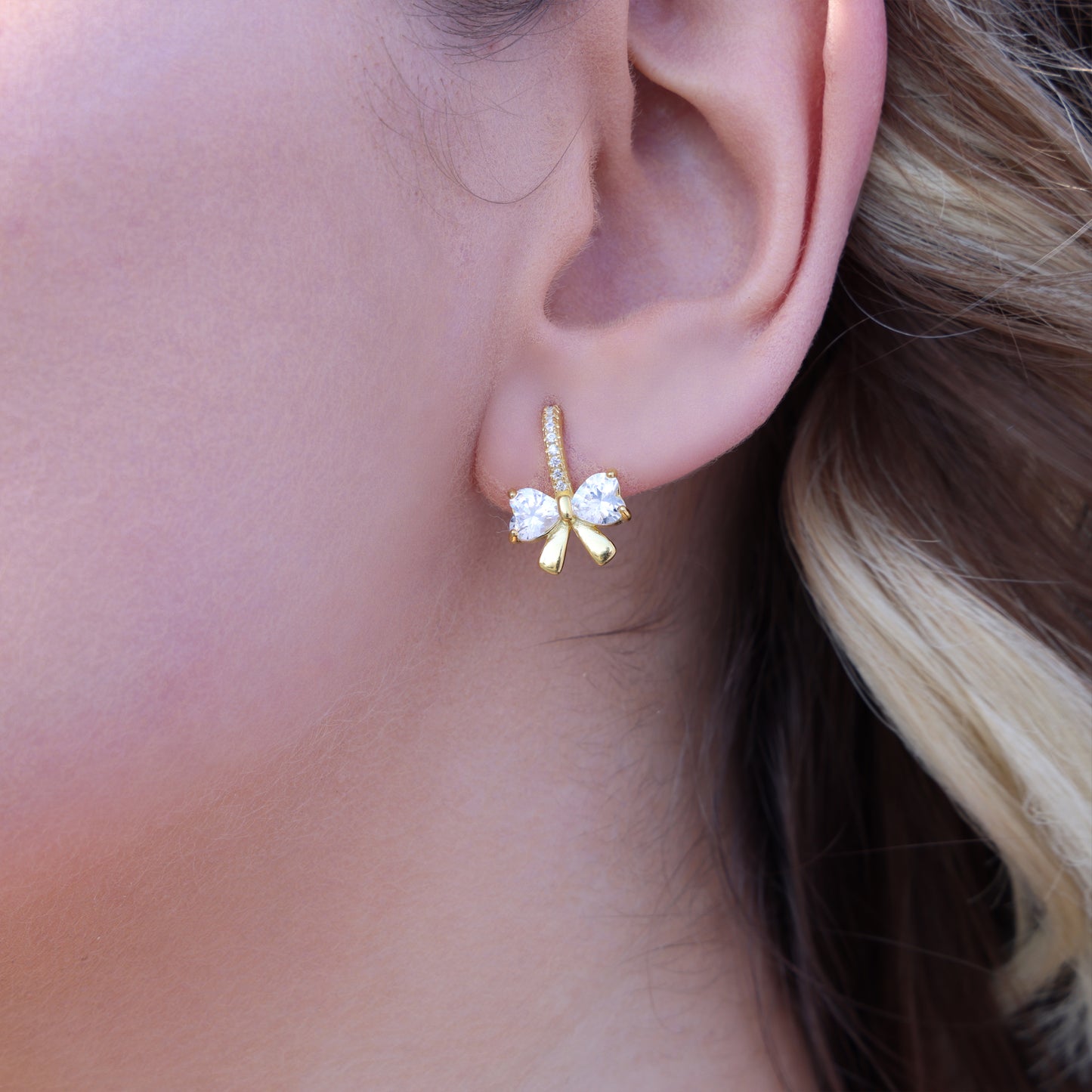 Iced Coquette Stud Earrings - Gold over 925 Silver