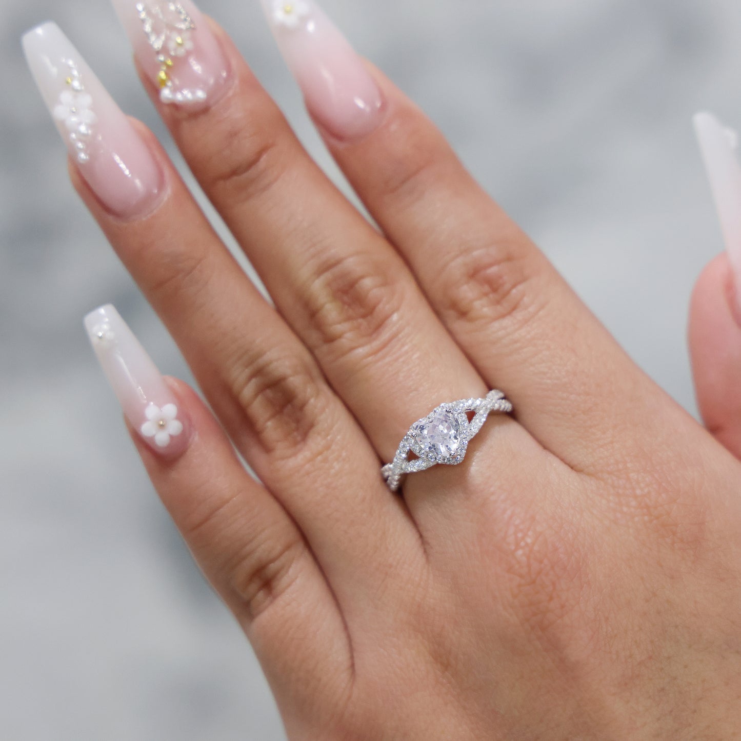 Heart Infinity CZ Diamond Ring - 925 Silver