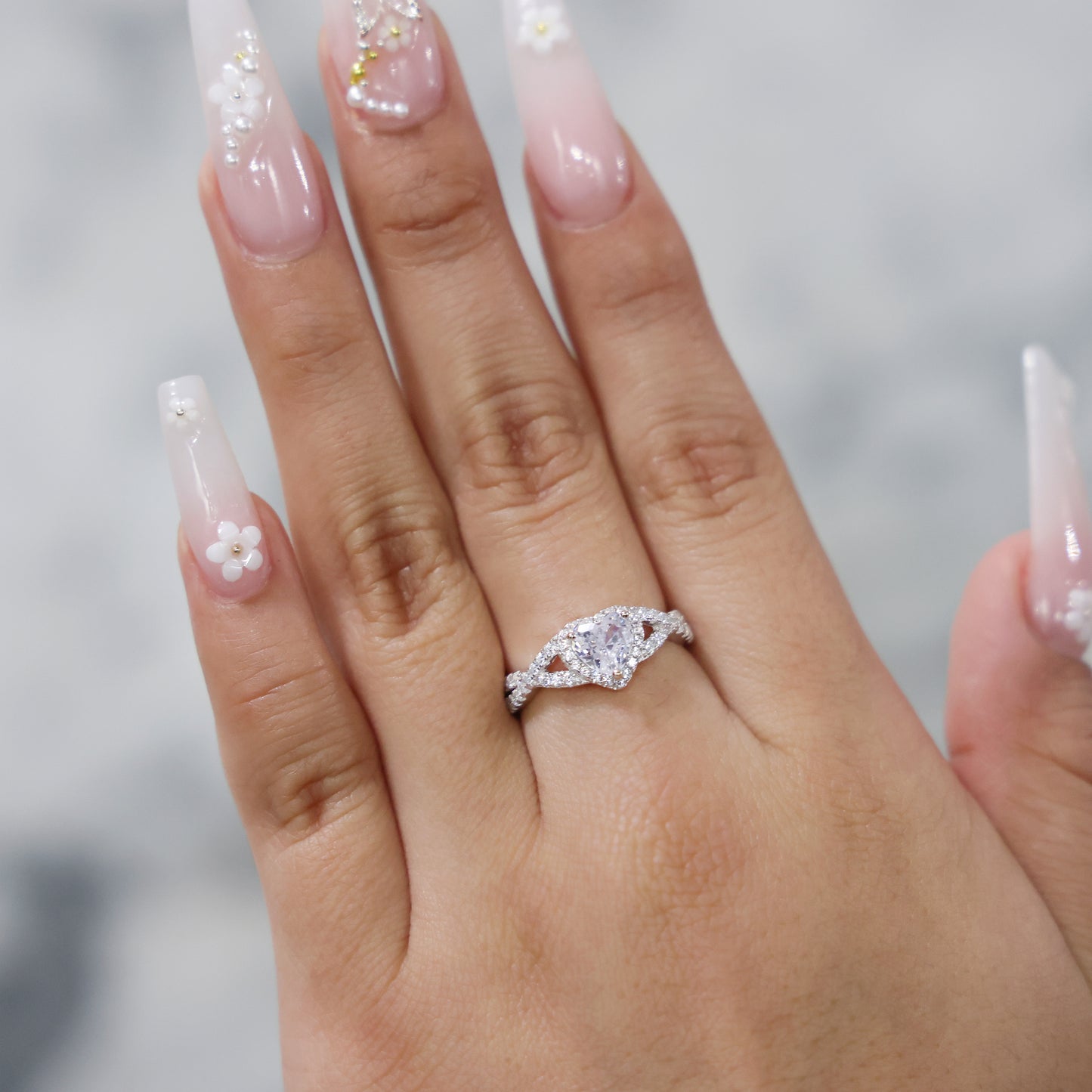 Heart Infinity CZ Diamond Ring - 925 Silver