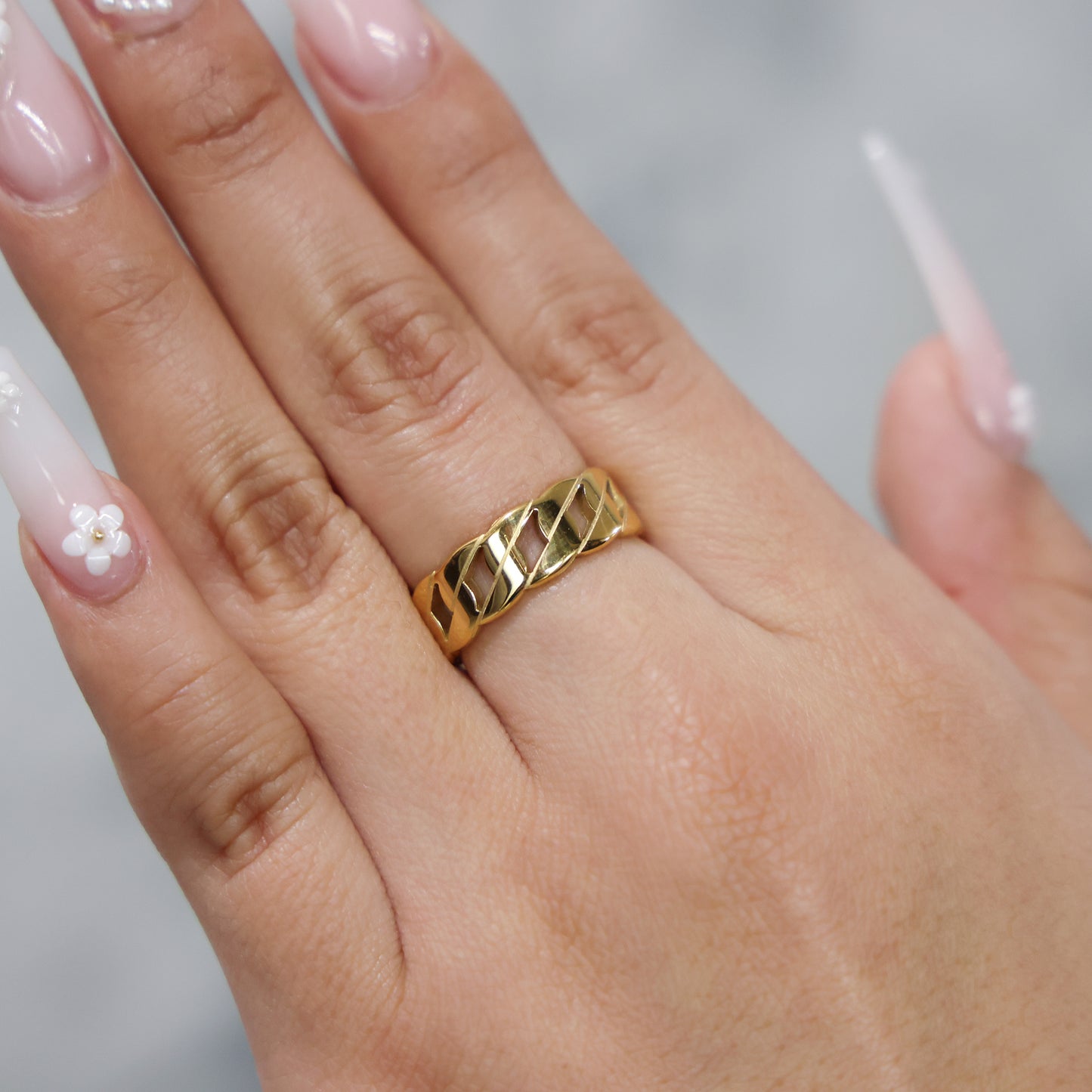 7mm Cuban Ring - Gold