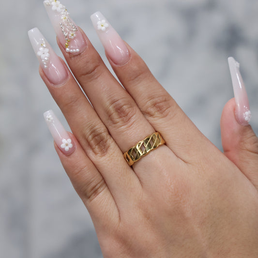 7mm Cuban Ring - Gold