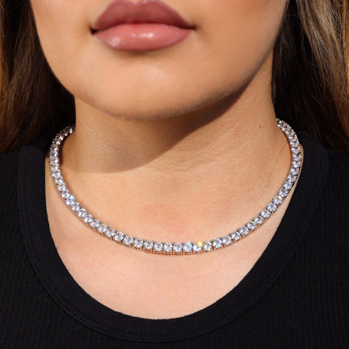 5mm Tennis Necklace - White Gold