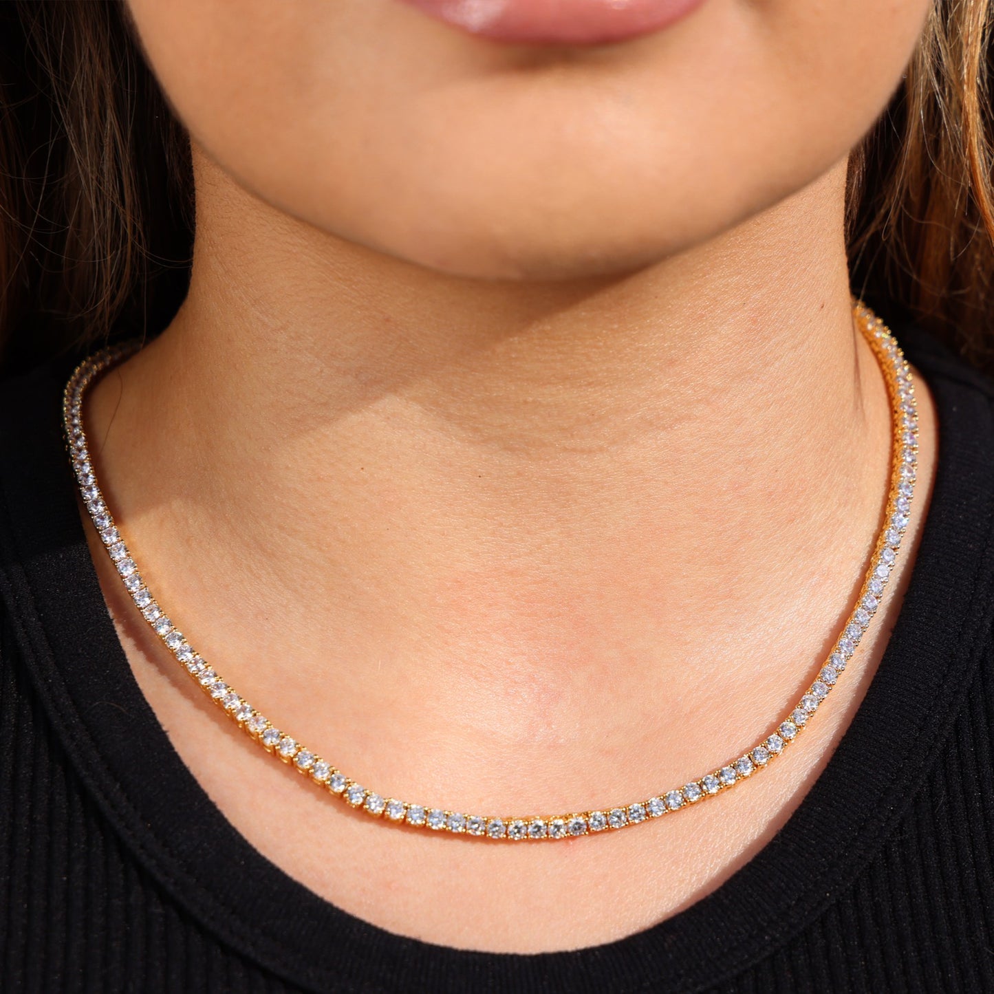 3mm Tennis Necklace - Gold