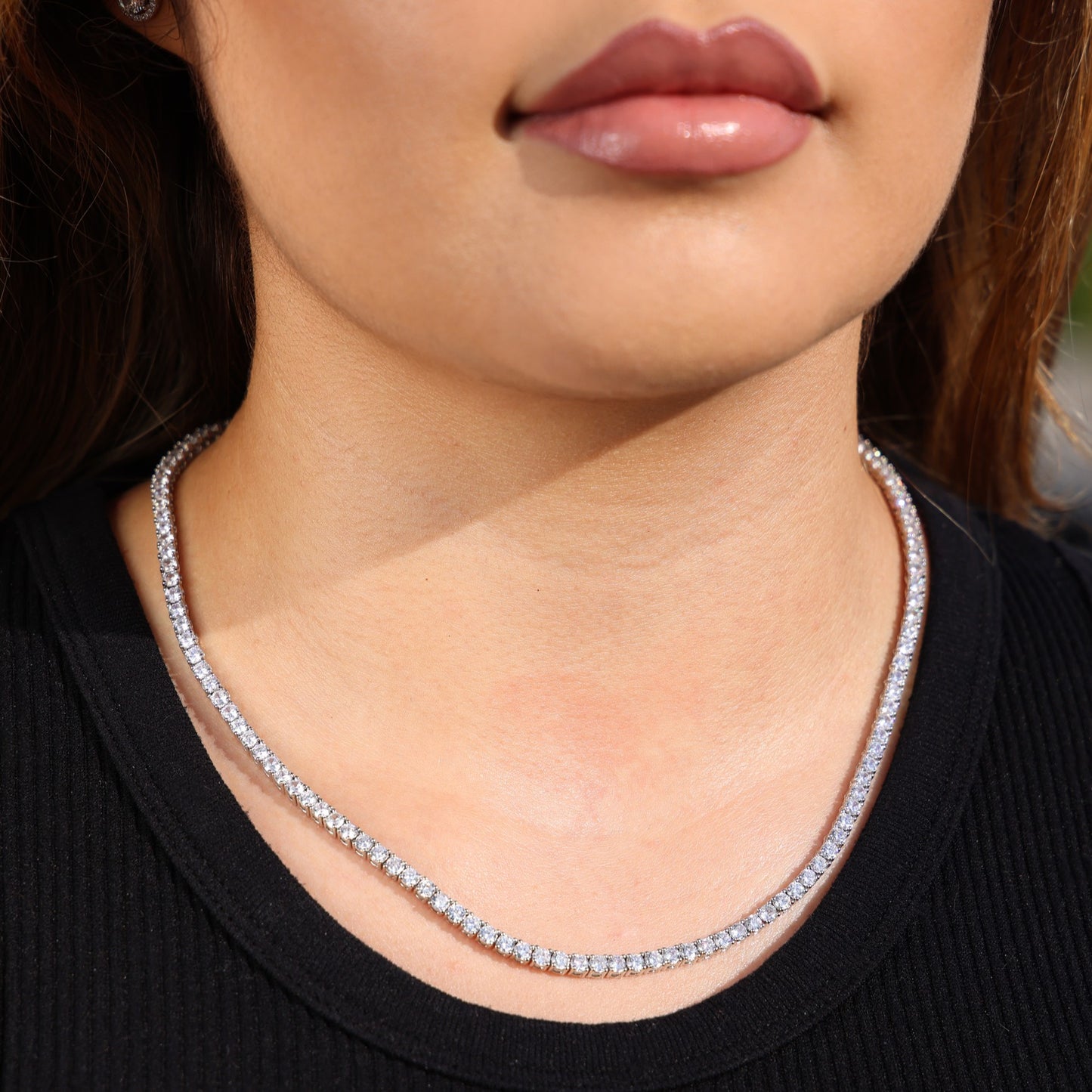 3mm Tennis Necklace - White Gold