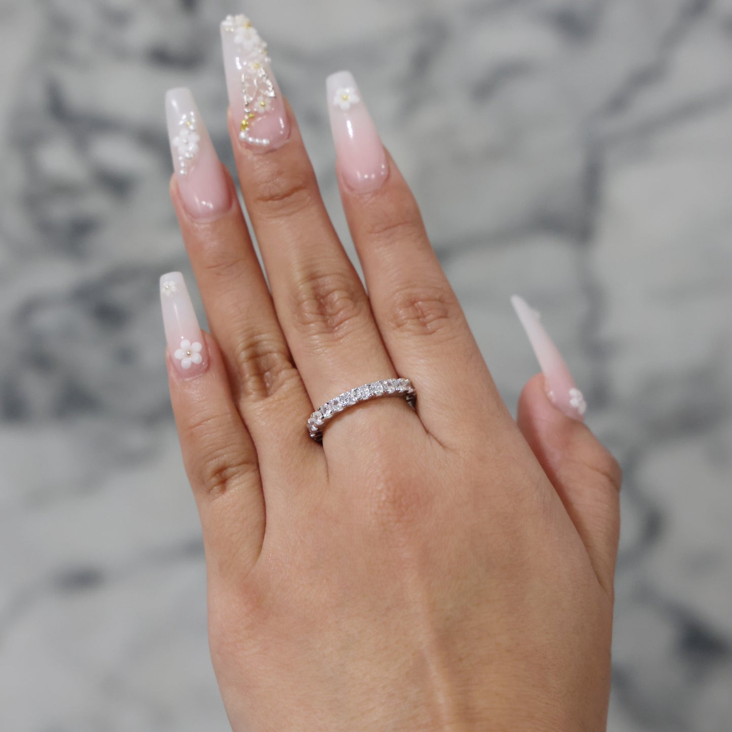 4mm Eternity CZ Diamond Ring - 925 Silver