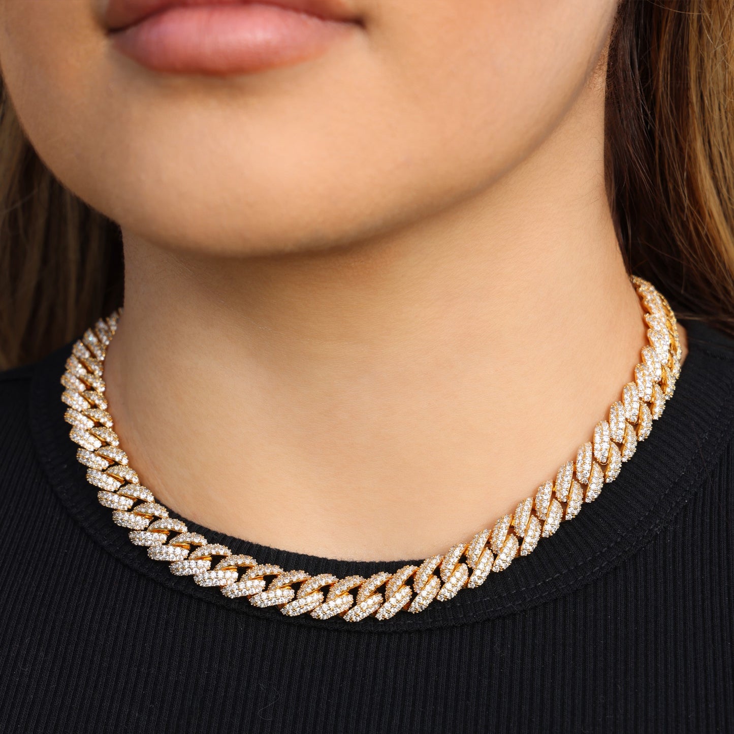10mm Iced Out Cuban Necklace - Gold