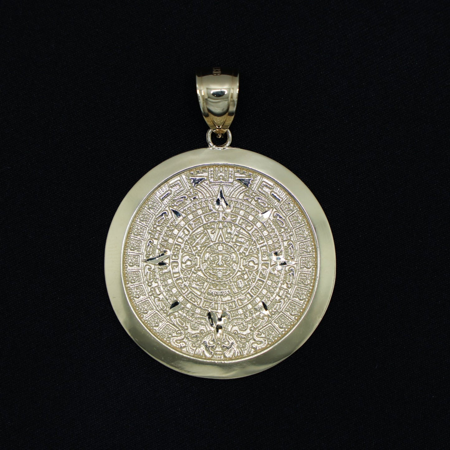 Aztec Calendar Pendant - 14k Gold
