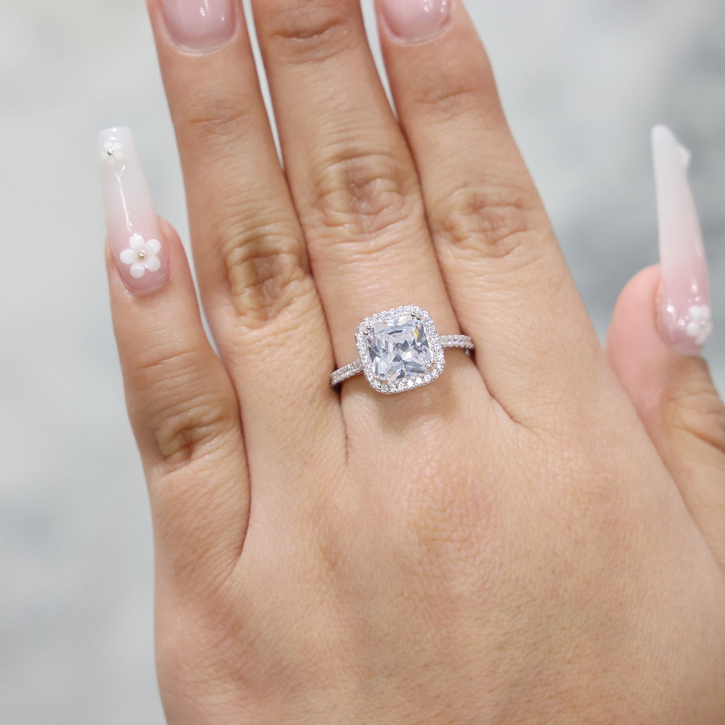 Iced Princess Cut CZ Diamond Ring - 925 Silver