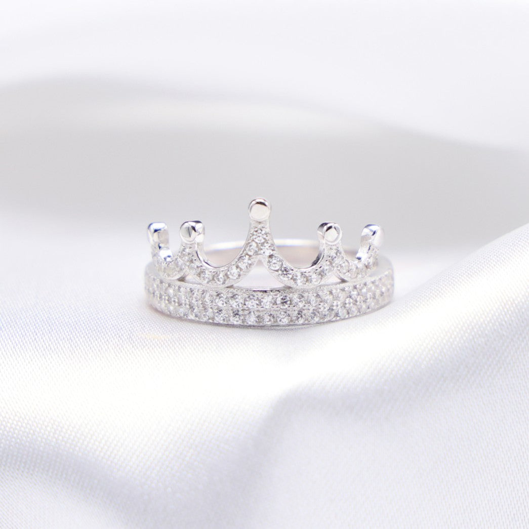 Iced Crown Ring - 925 Silver
