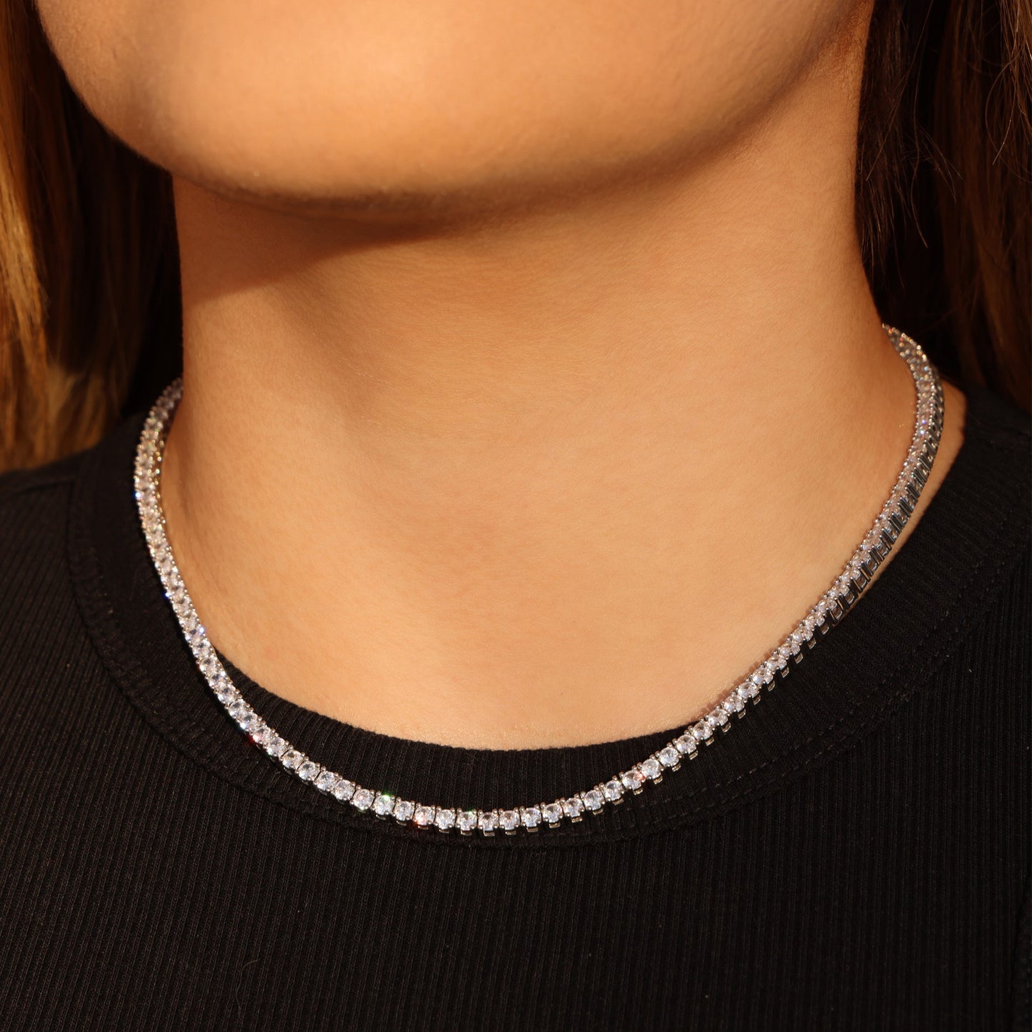 3mm Moissanite Tennis Necklace - 925 Silver