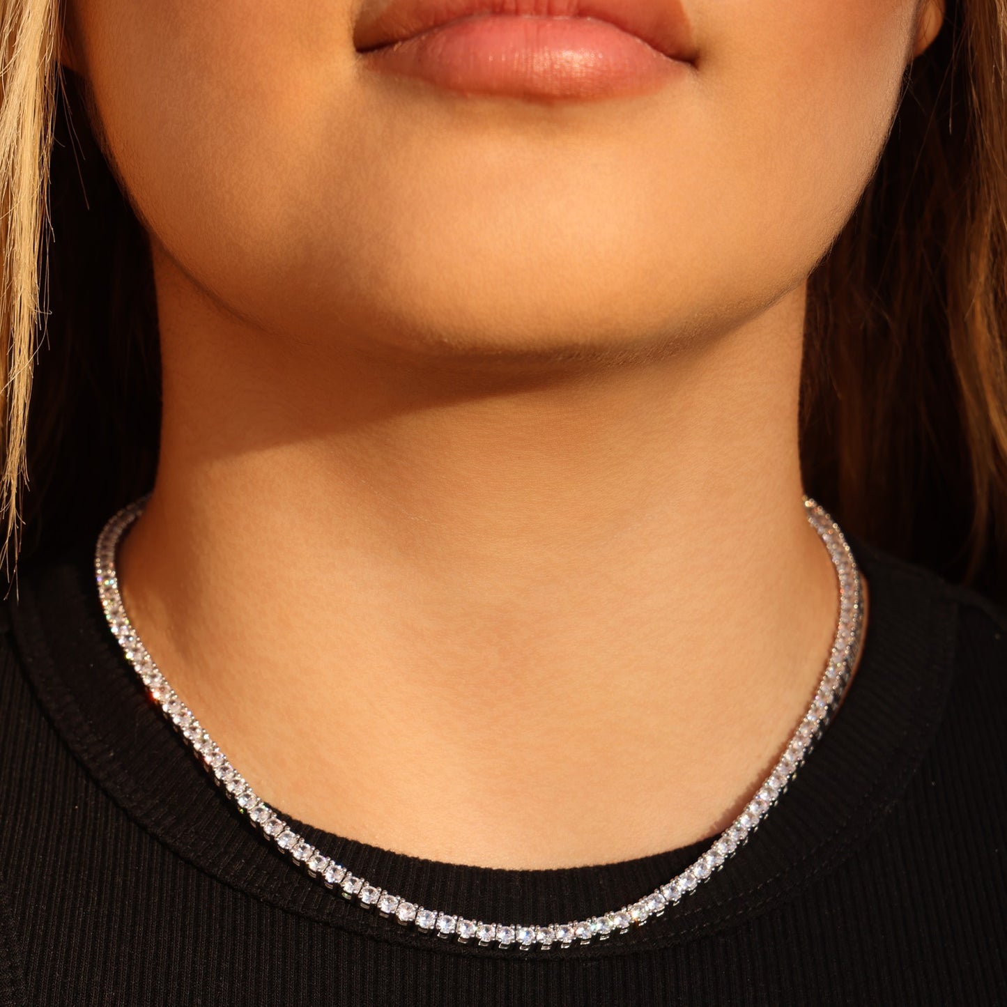 4mm Tennis Necklace - White Gold