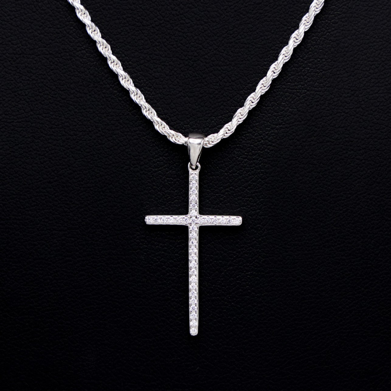 Small Iced Cross Pendant - 925 Silver