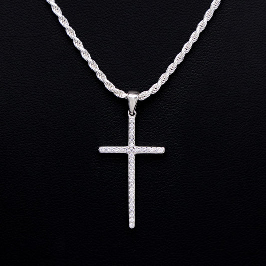 Small Iced Cross Pendant - 925 Silver