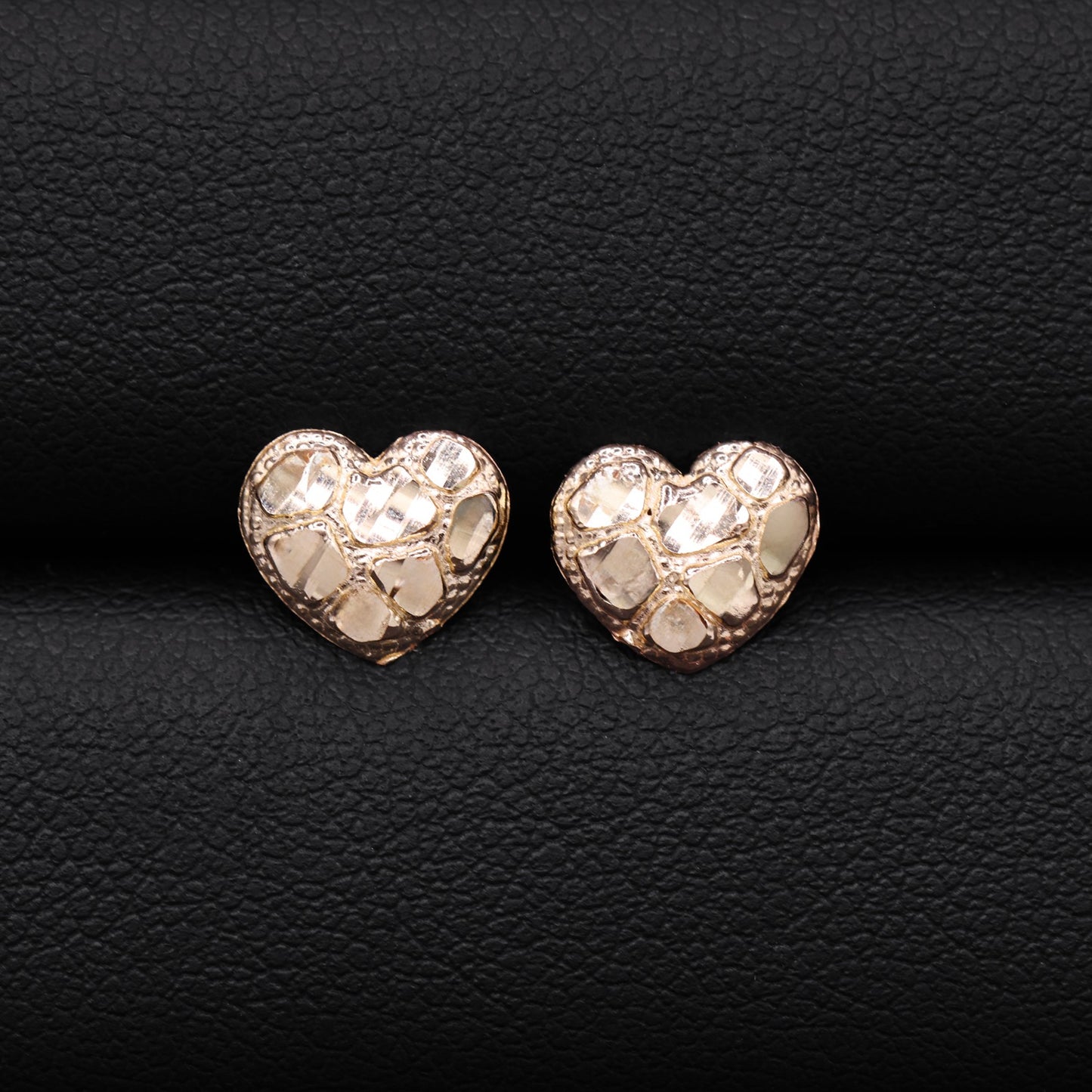 Heart Nugget Stud Earrings - 10k Gold