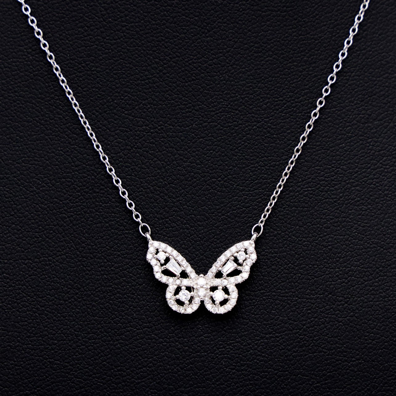 Iced Butterfly Necklace - 925 Silver