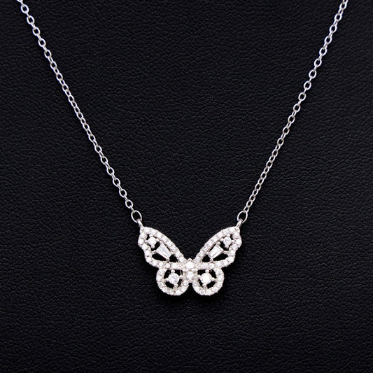 Iced Butterfly Necklace - 925 Silver