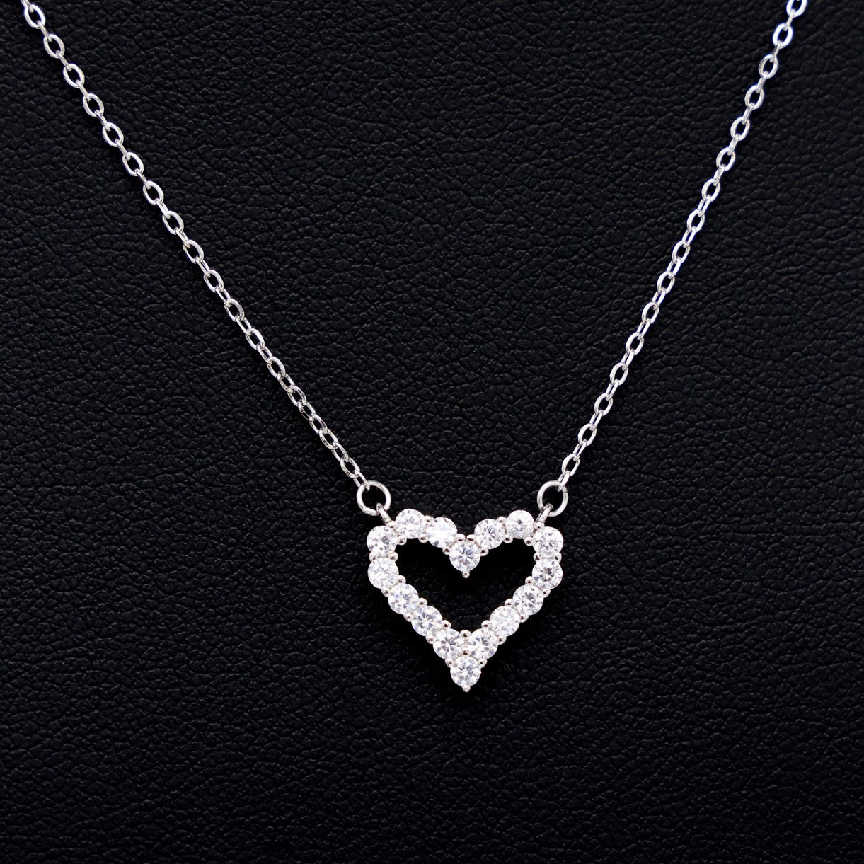 Small Iced Heart Necklace - 925 Silver