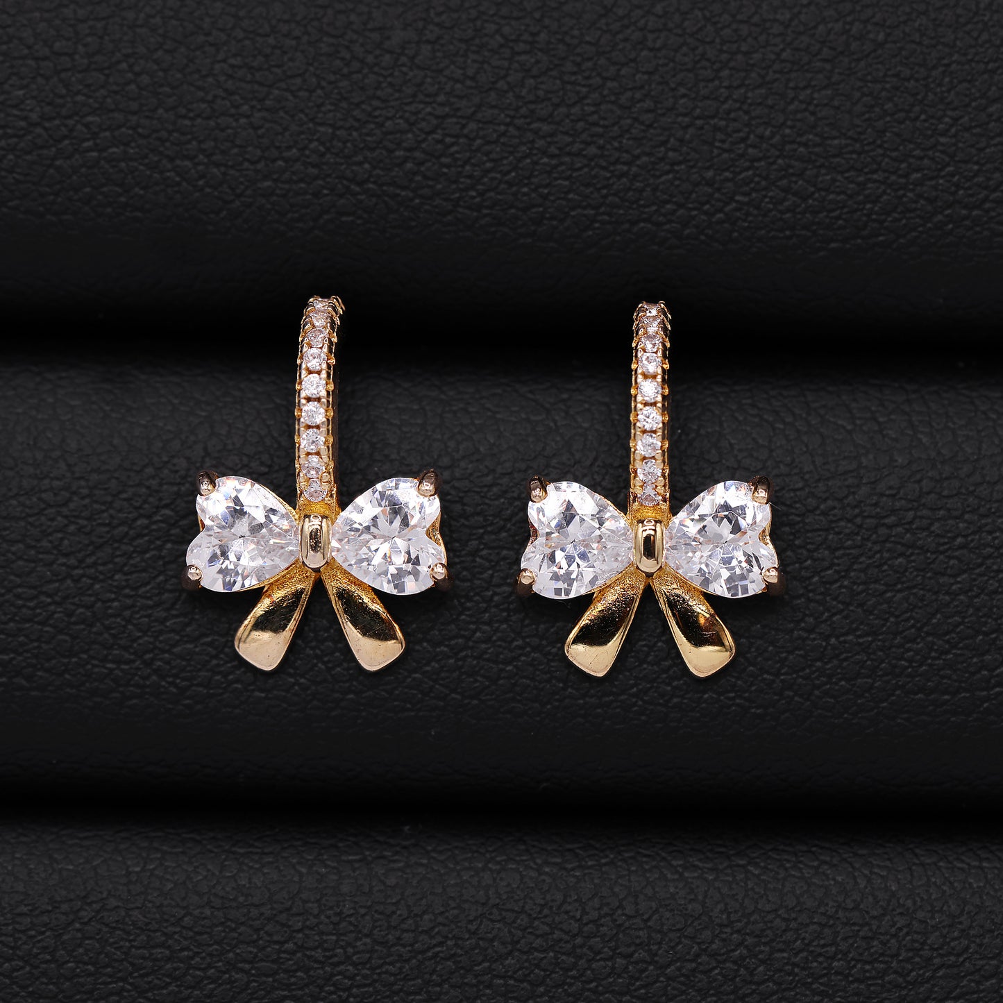 Iced Coquette Stud Earrings - Gold over 925 Silver