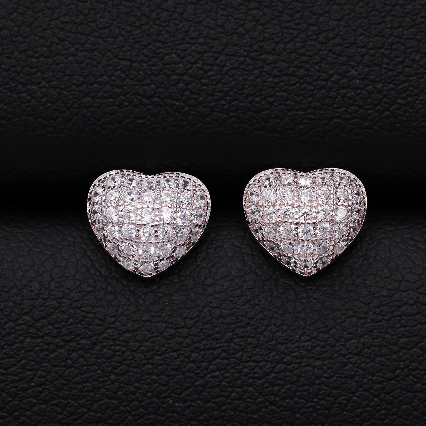 Iced Out Heart Earrings - 925 Silver