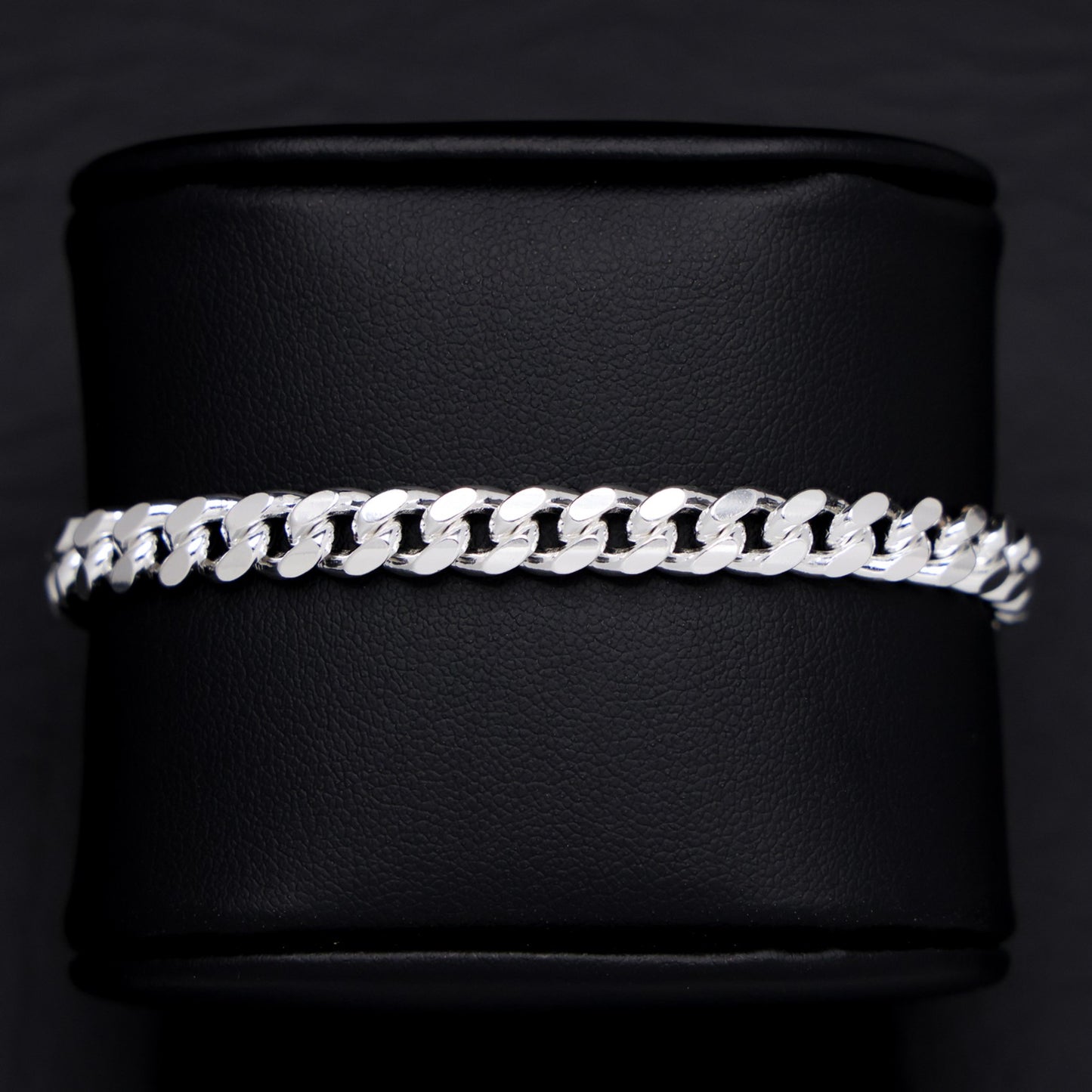 6.4mm Solid Round Curb Cuban Bracelet - 925 Silver